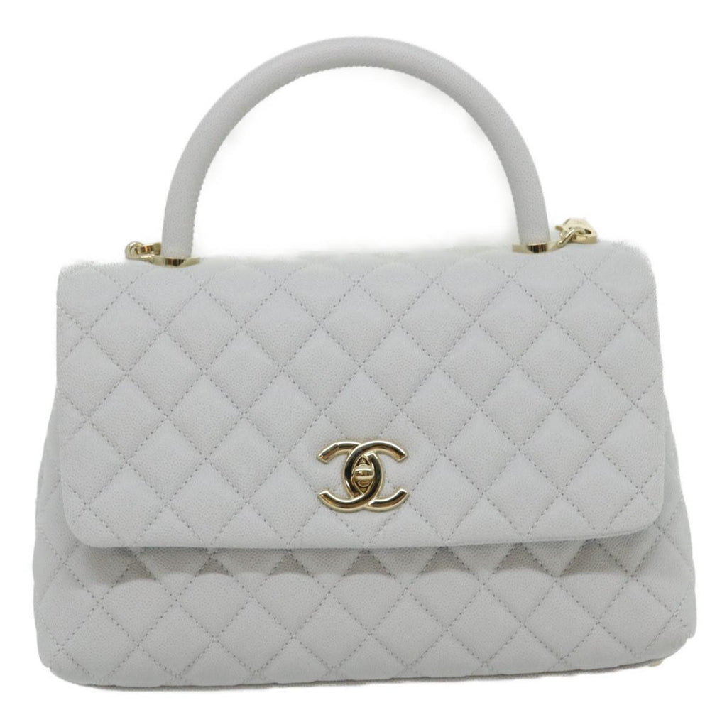 CHANEL Matelasse Chain Shoulder Hand Bag Caviar Skin 2way White CC bs910A