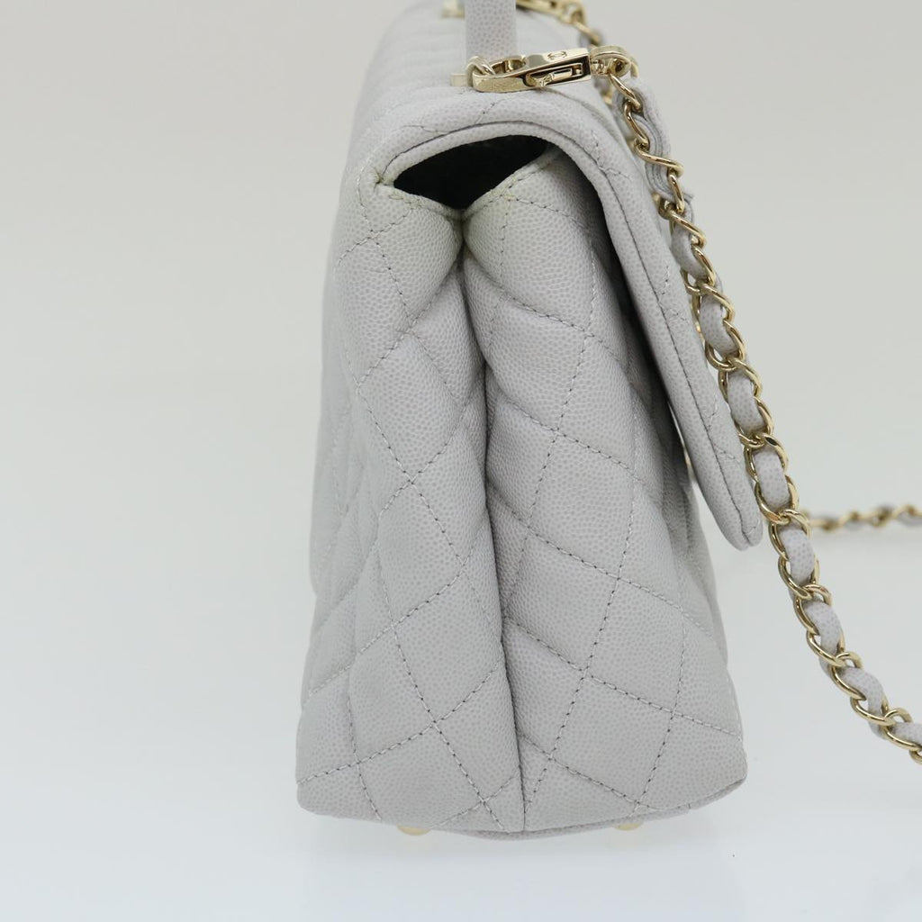 CHANEL Matelasse Chain Shoulder Hand Bag Caviar Skin 2way White CC bs910A