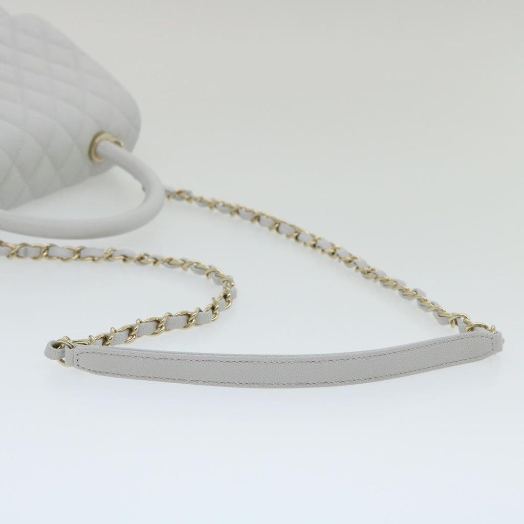 CHANEL Matelasse Chain Shoulder Hand Bag Caviar Skin 2way White CC bs910A