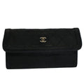 CHANEL Matelasse Pouch Leather Black CC bs9175