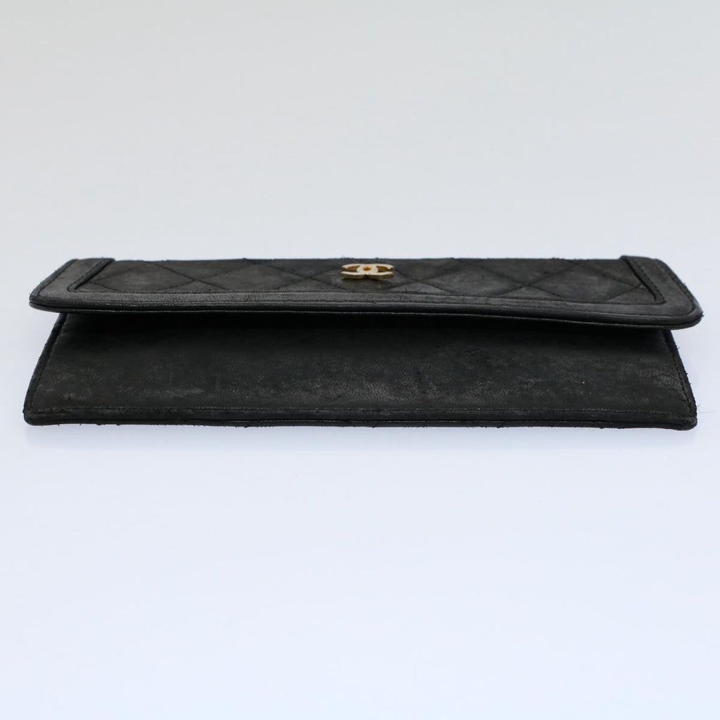 CHANEL Matelasse Pouch Leather Black CC bs9175
