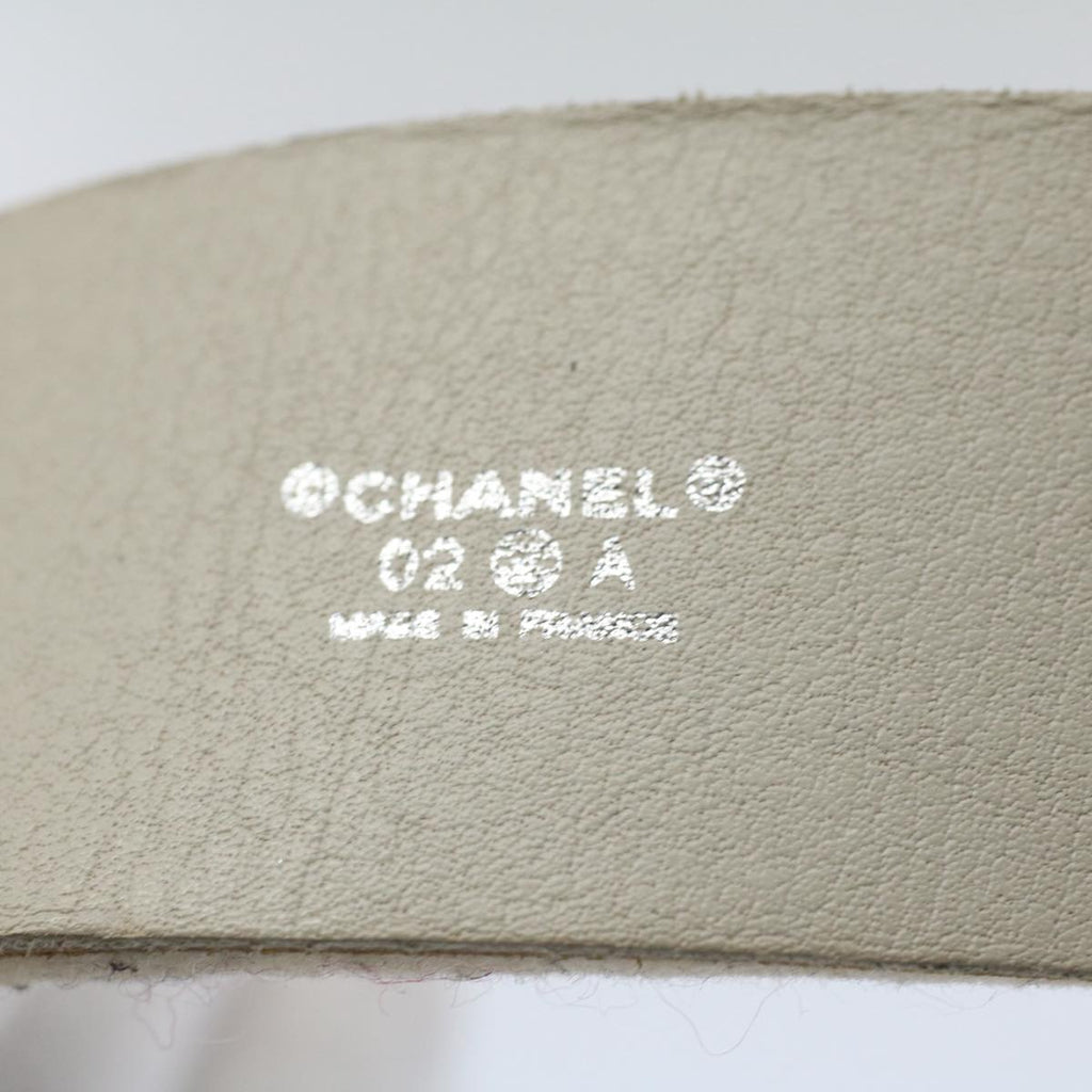 CHANEL Pearl Belt Wool 80/32 37.4"""""""" White CC bs9177