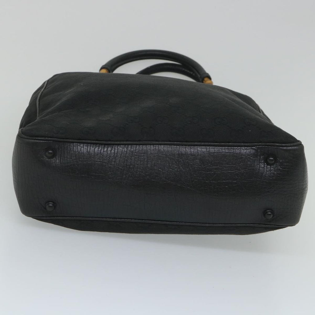 GUCCI GG Canvas Bamboo Tote Bag Black 112530 bs9214
