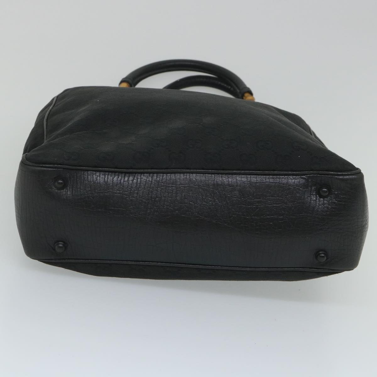 GUCCI GG Canvas Bamboo Tote Bag Black 112530 bs9214