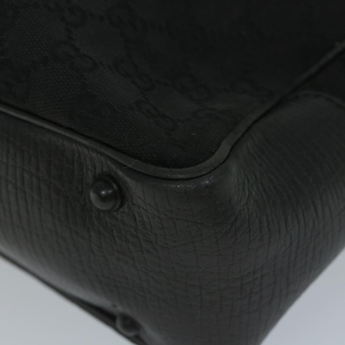 GUCCI GG Canvas Bamboo Tote Bag Black 112530 bs9214