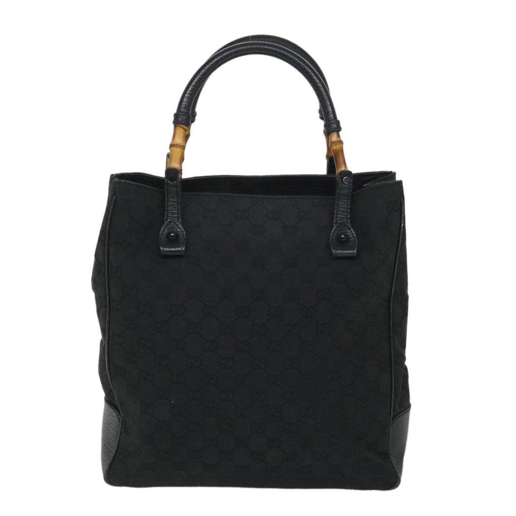 GUCCI GG Canvas Bamboo Tote Bag Black 112530 bs9214