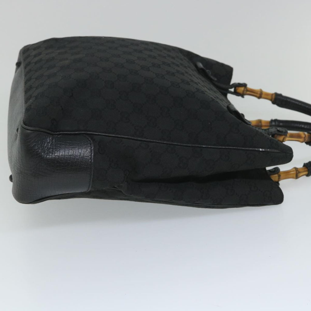 GUCCI GG Canvas Bamboo Tote Bag Black 112530 bs9214
