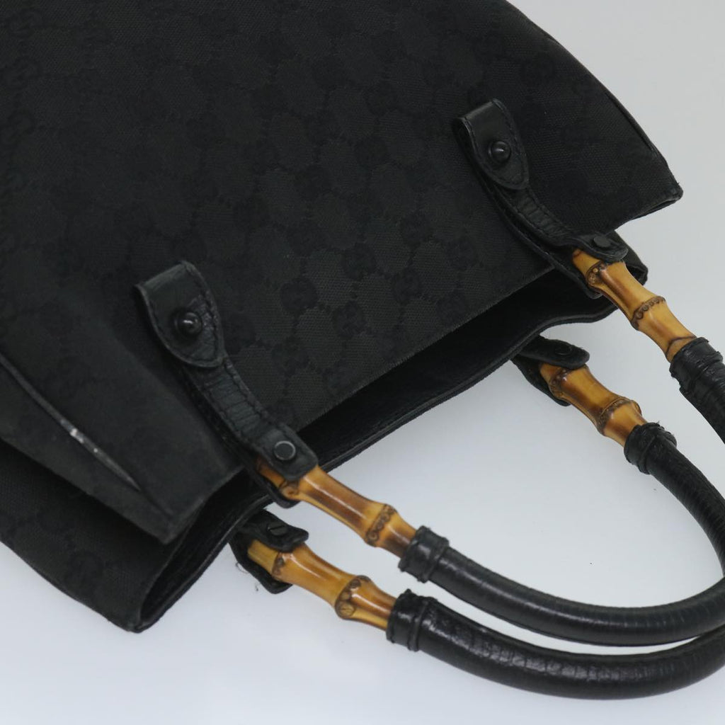 GUCCI GG Canvas Bamboo Tote Bag Black 112530 bs9214