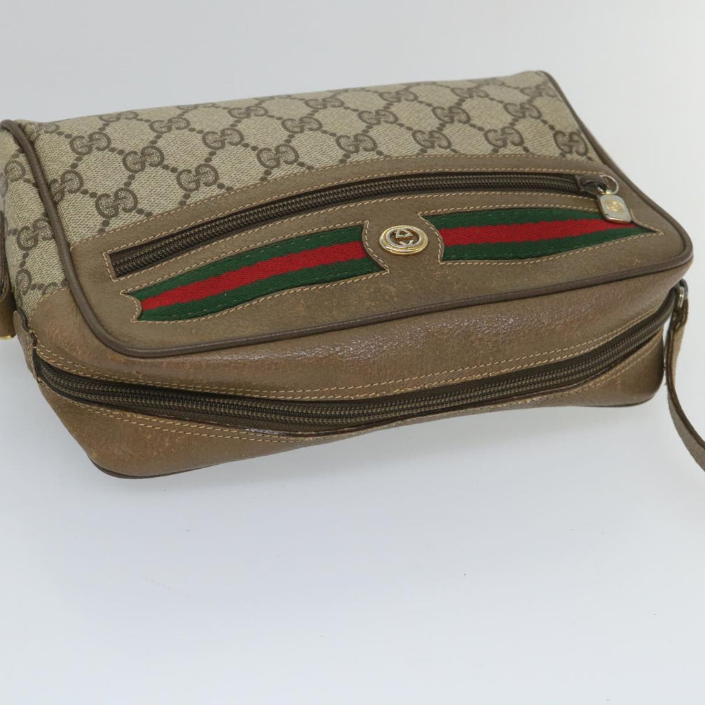 GUCCI GG Supreme Web Sherry Line Shoulder Bag Beige Red 56 02 087 bs9230