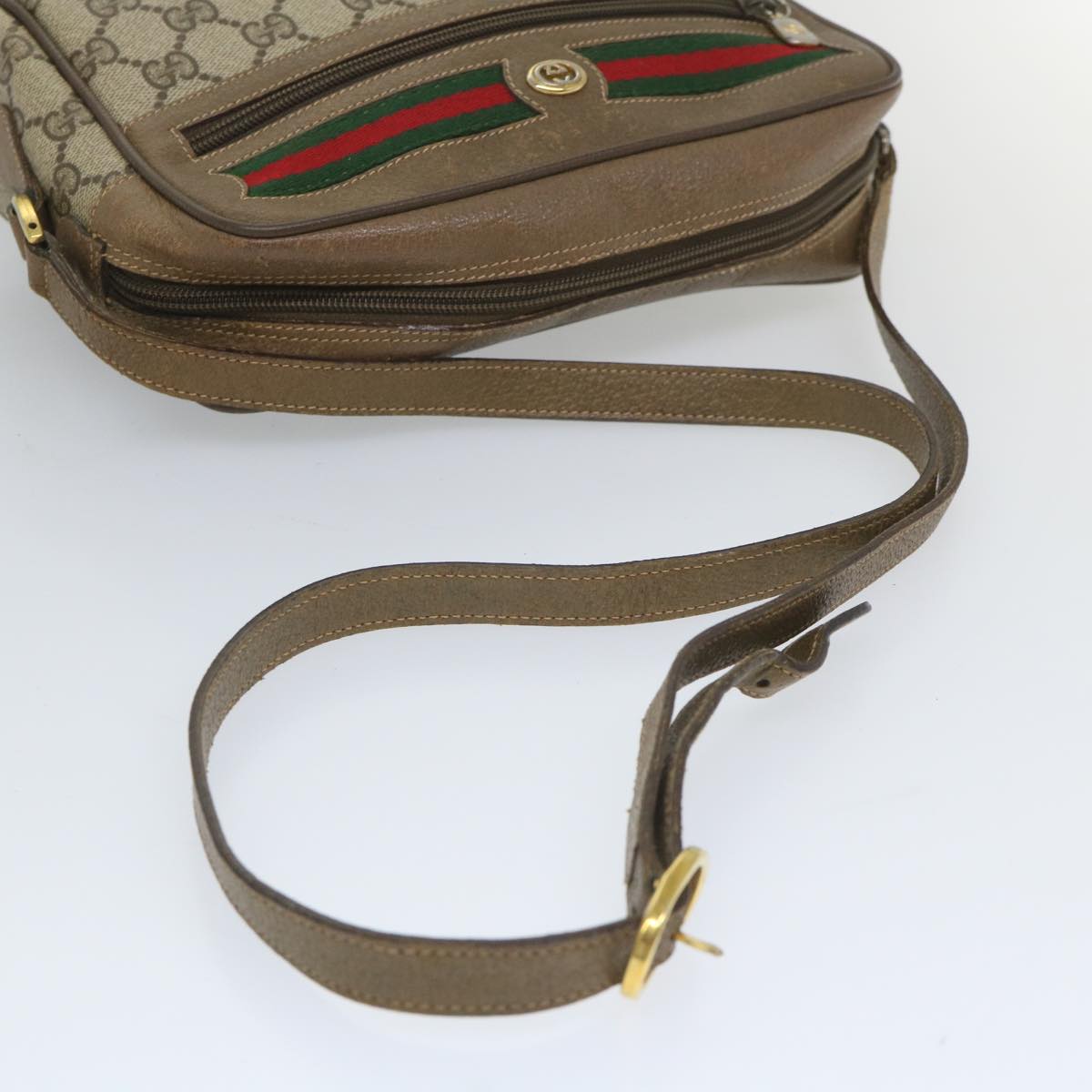 GUCCI GG Supreme Web Sherry Line Shoulder Bag Beige Red 56 02 087 bs9230
