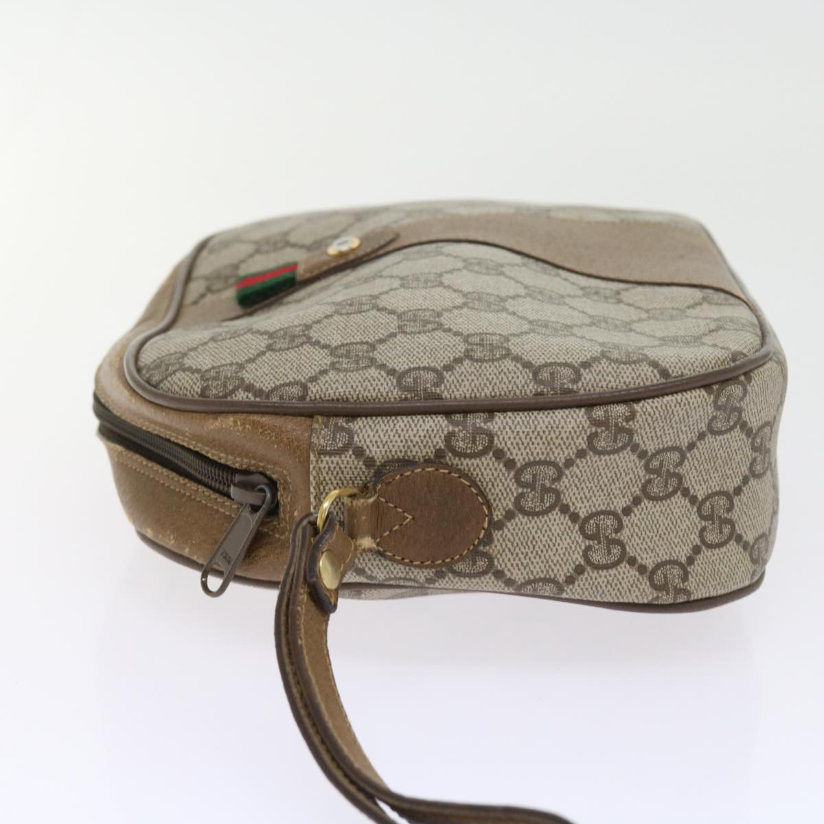 GUCCI GG Supreme Web Sherry Line Clutch Bag Beige Red 89 01 034 bs9231