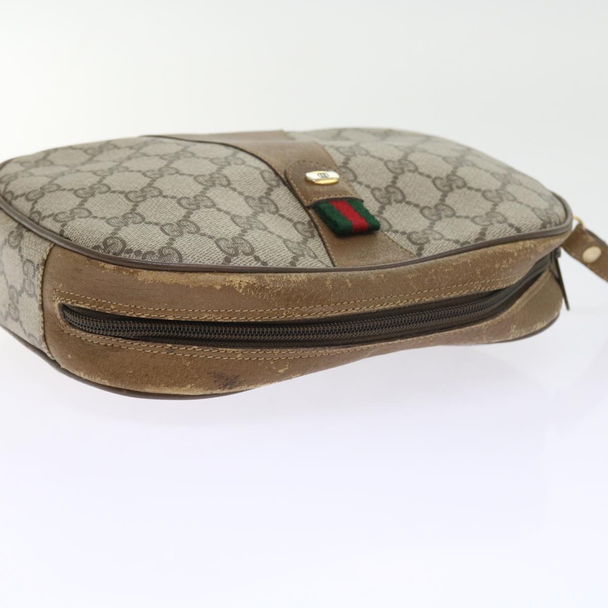 GUCCI GG Supreme Web Sherry Line Clutch Bag Beige Red 89 01 034 bs9231