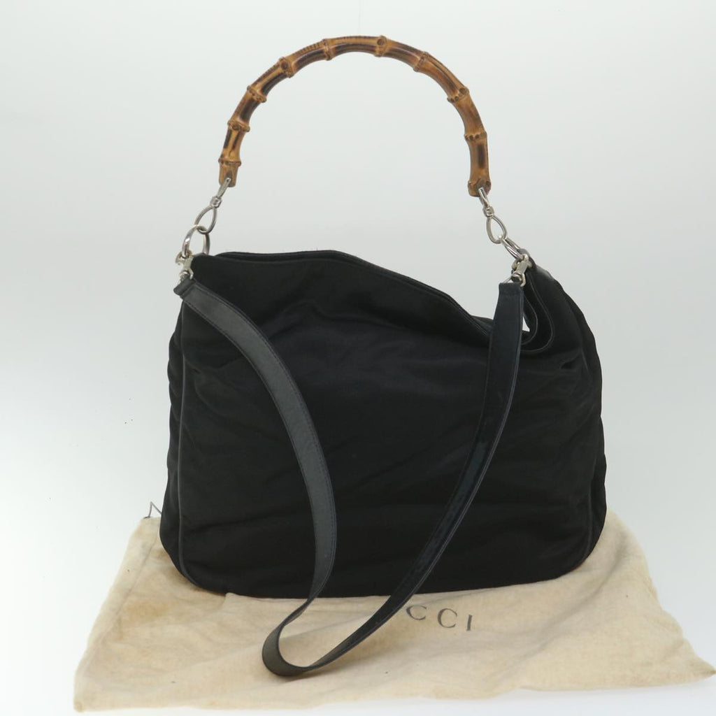 GUCCI Bamboo Shoulder Bag Nylon 2way Black bs9242