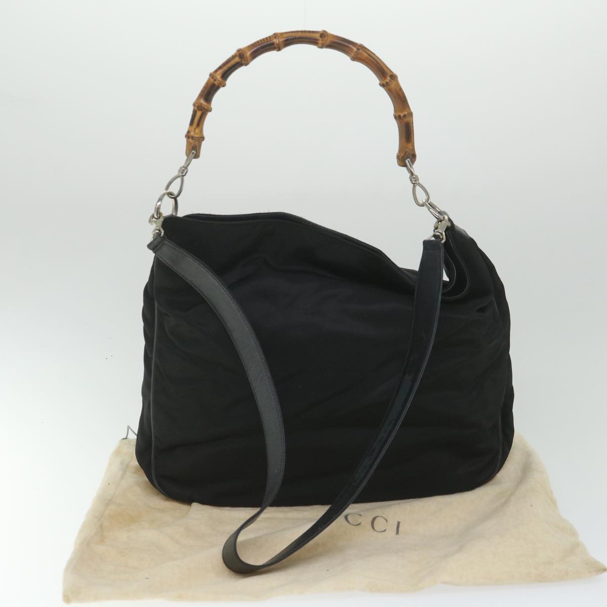 GUCCI Bamboo Shoulder Bag Nylon 2way Black bs9242
