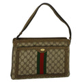 GUCCI GG Canvas Web Sherry Line Shoulder Bag PVC Leather Beige Green bs9253