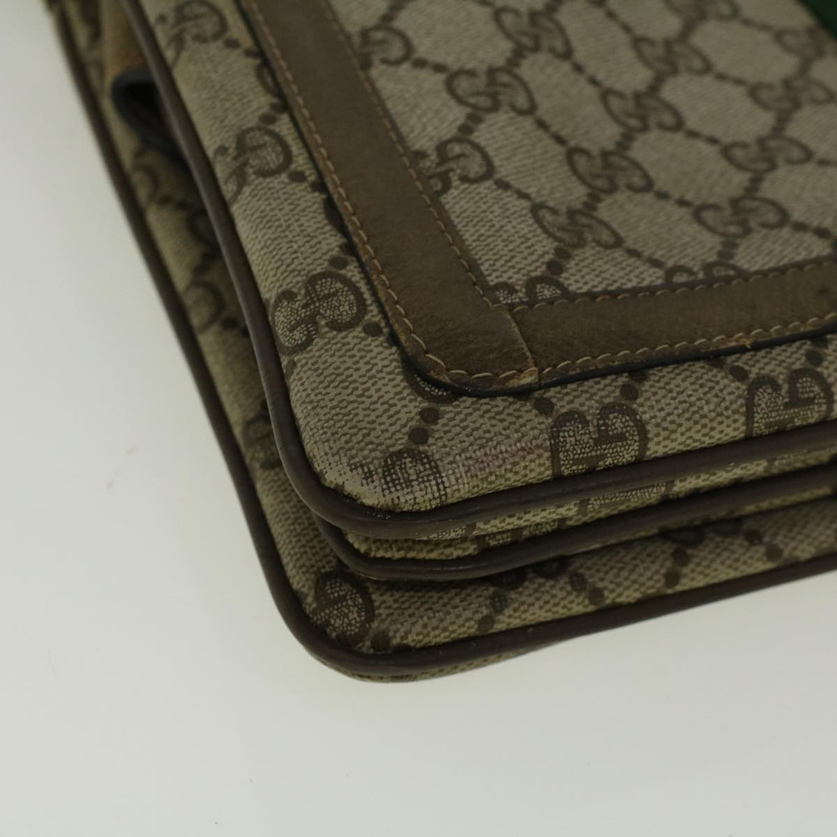 GUCCI GG Canvas Web Sherry Line Shoulder Bag PVC Leather Beige Green bs9253