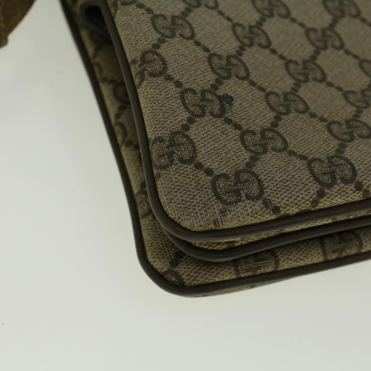 GUCCI GG Canvas Web Sherry Line Shoulder Bag PVC Leather Beige Green bs9253