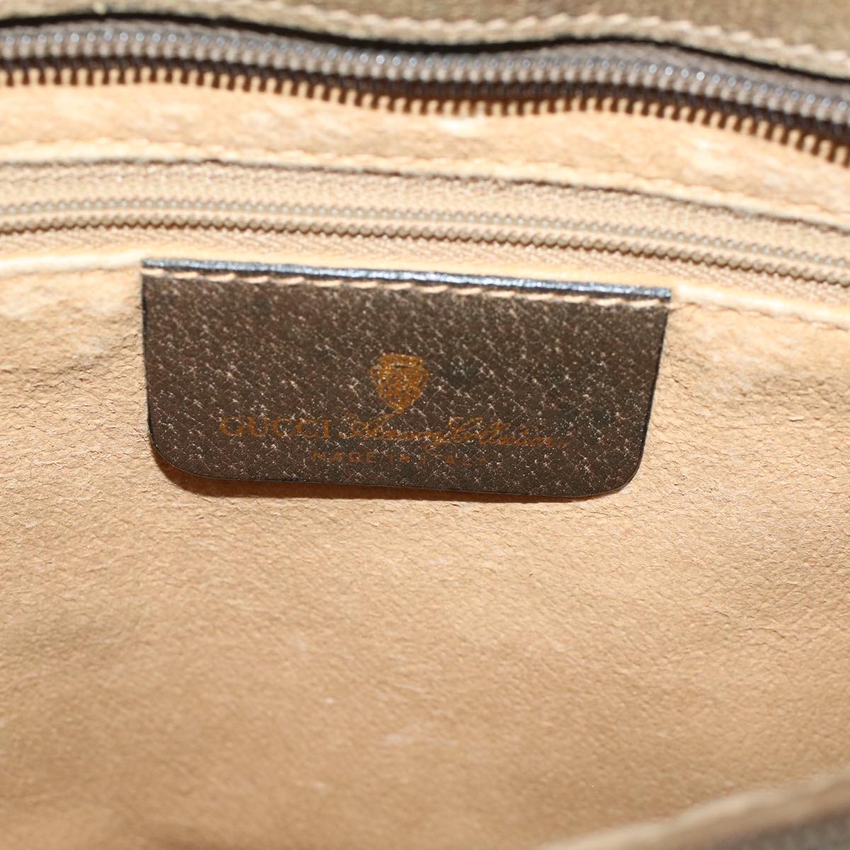 GUCCI GG Canvas Web Sherry Line Shoulder Bag PVC Leather Beige Green bs9253