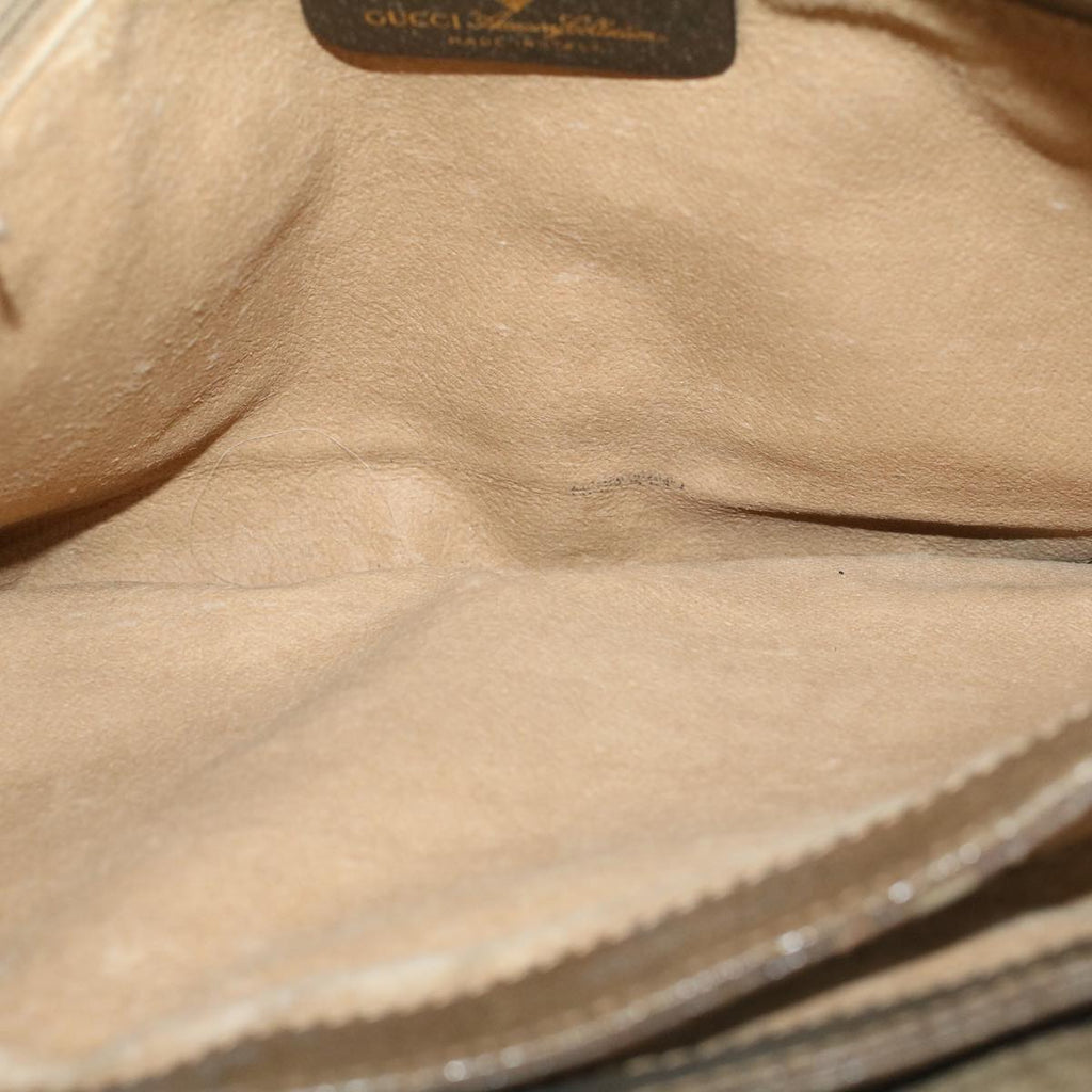 GUCCI GG Canvas Web Sherry Line Shoulder Bag PVC Leather Beige Green bs9253