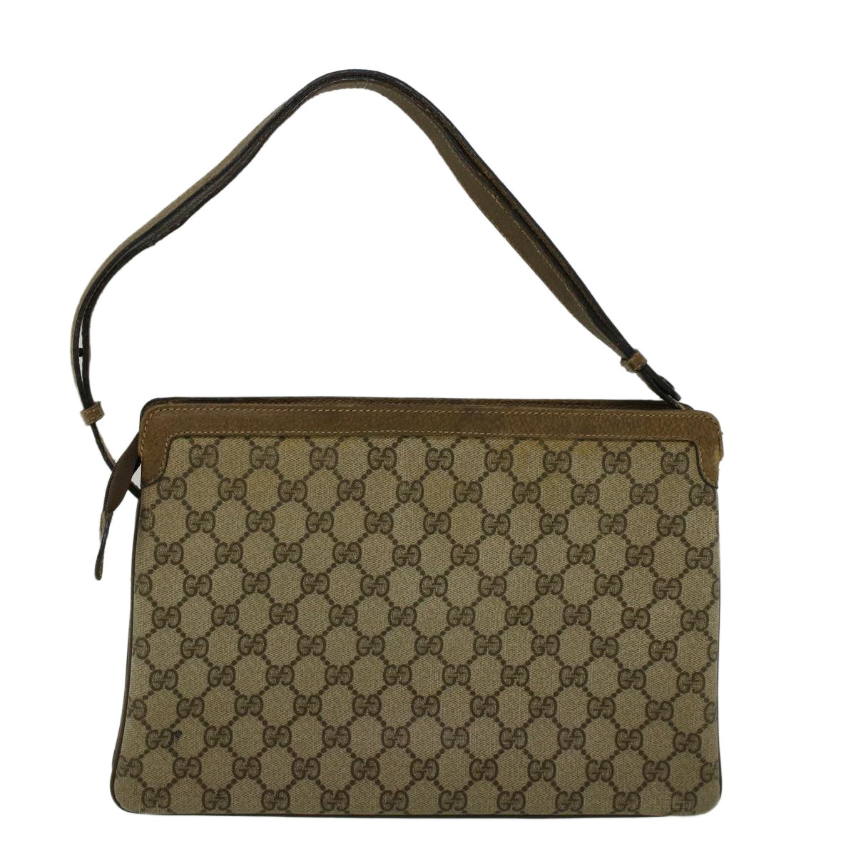 GUCCI GG Canvas Web Sherry Line Shoulder Bag PVC Leather Beige Green bs9253