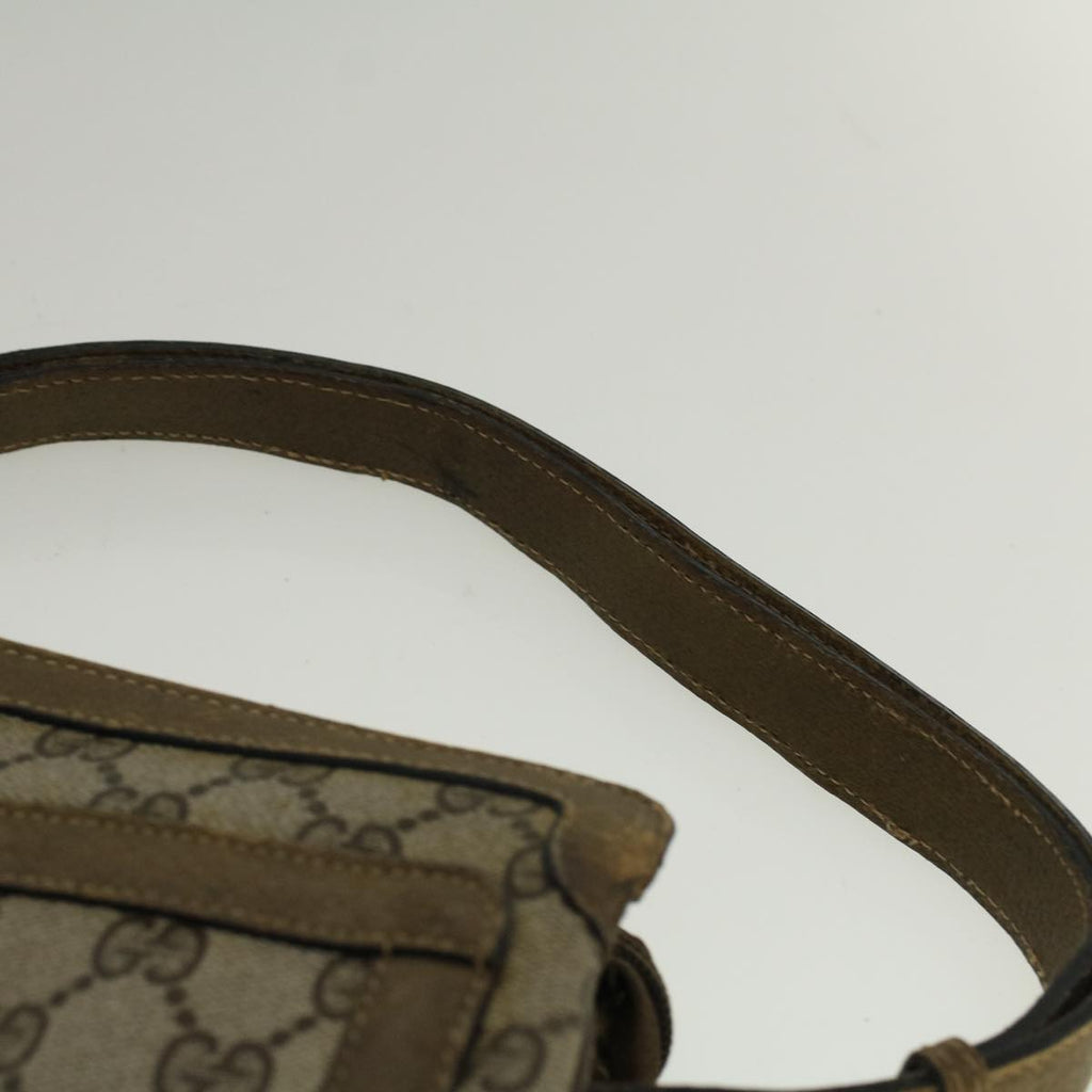 GUCCI GG Canvas Web Sherry Line Shoulder Bag PVC Leather Beige Green bs9253
