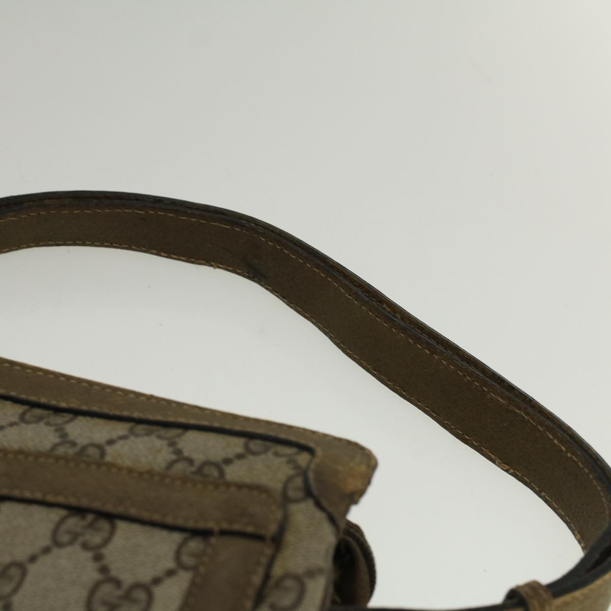 GUCCI GG Canvas Web Sherry Line Shoulder Bag PVC Leather Beige Green bs9253