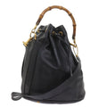 GUCCI Bamboo Shoulder Bag Leather 2way Black 001 2865 1657 bs9276