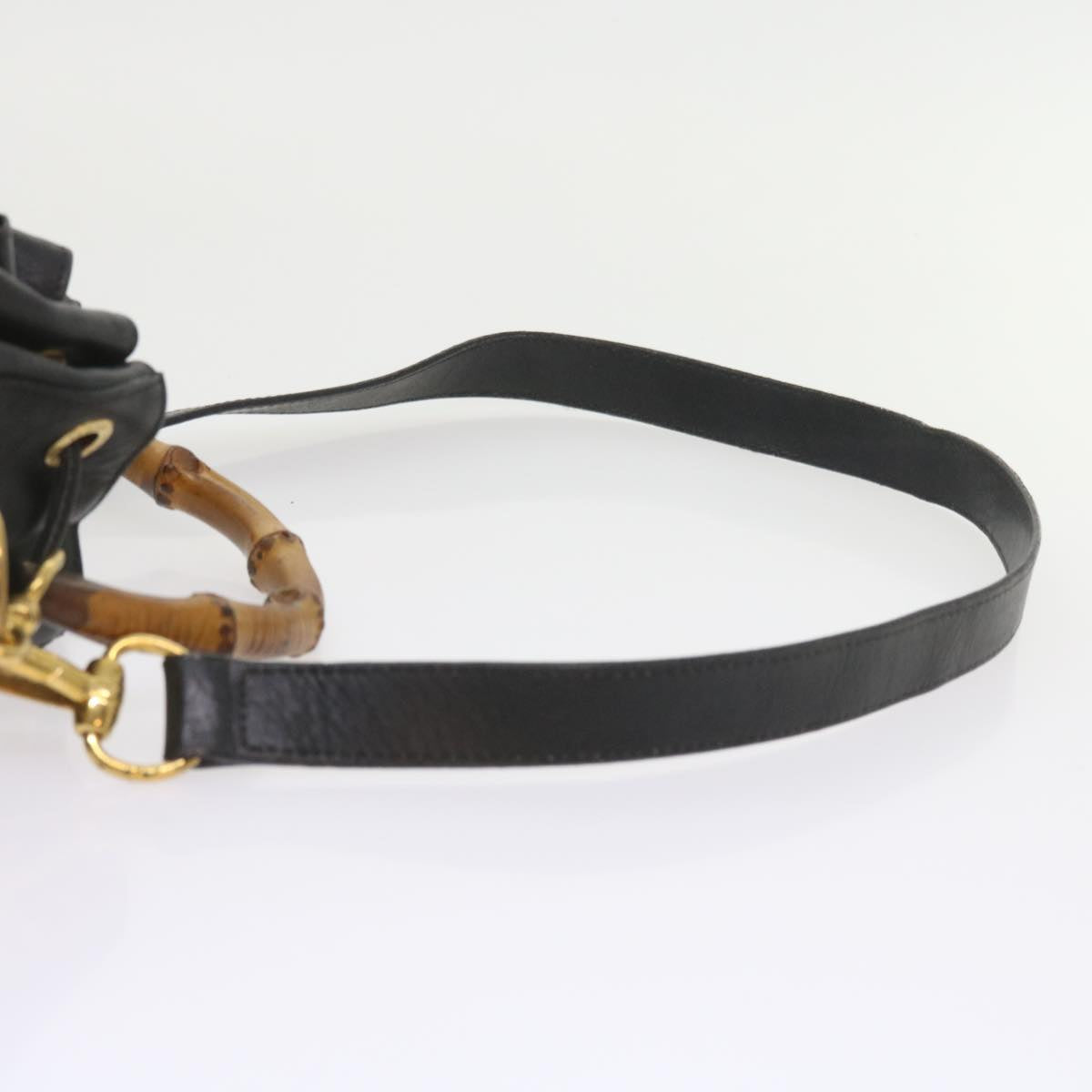 GUCCI Bamboo Shoulder Bag Leather 2way Black 001 2865 1657 bs9276
