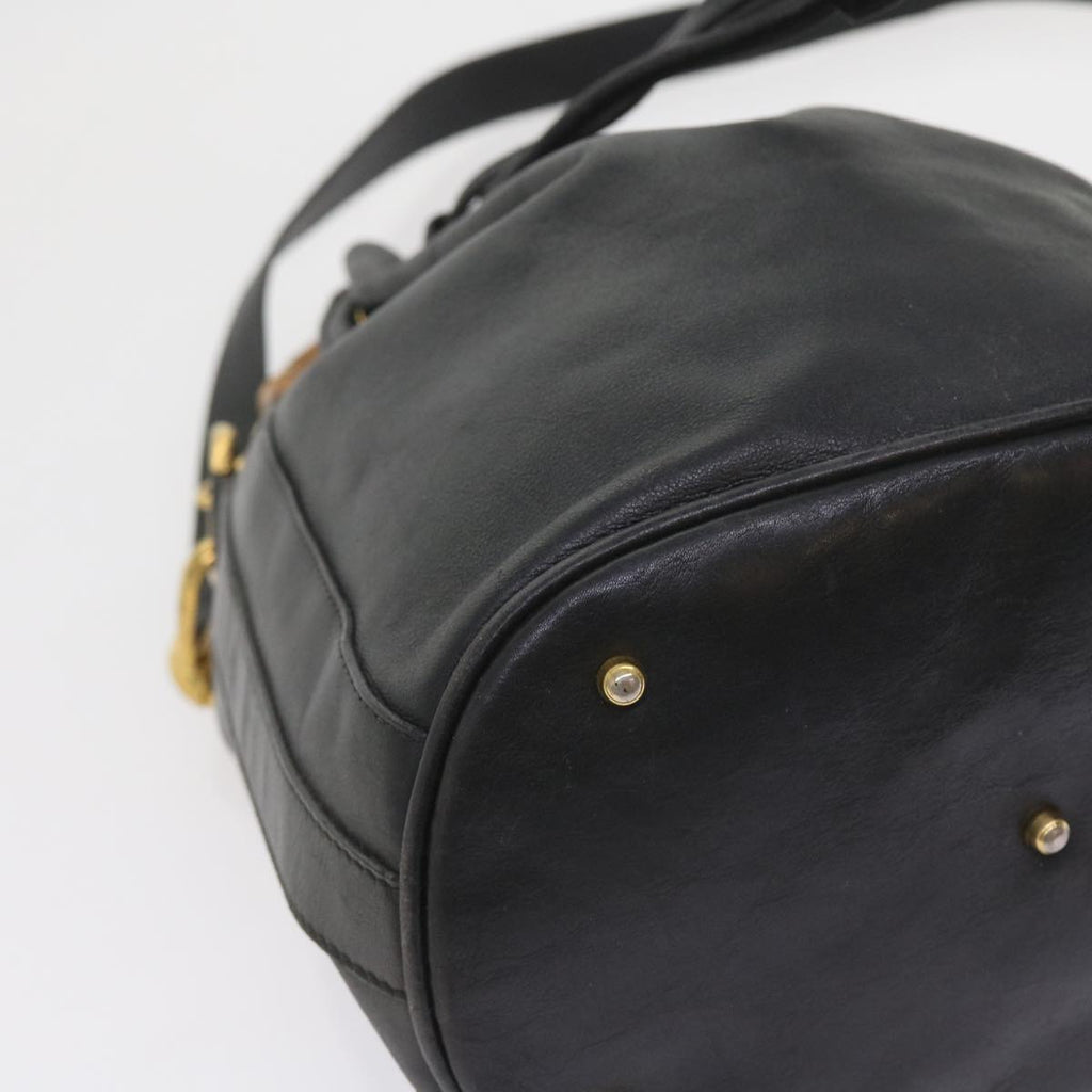 GUCCI Bamboo Shoulder Bag Leather 2way Black 001 2865 1657 bs9276