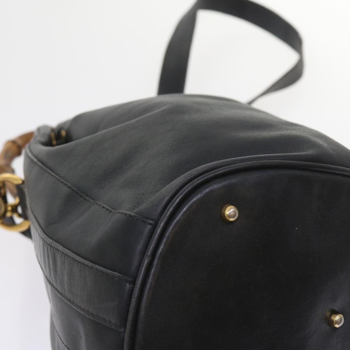 GUCCI Bamboo Shoulder Bag Leather 2way Black 001 2865 1657 bs9276