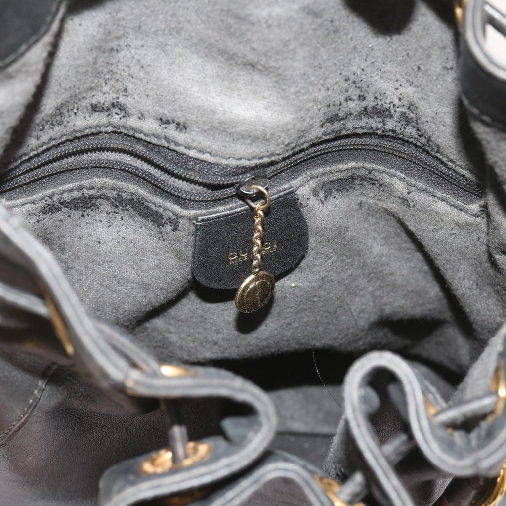 GUCCI Bamboo Shoulder Bag Leather 2way Black 001 2865 1657 bs9276