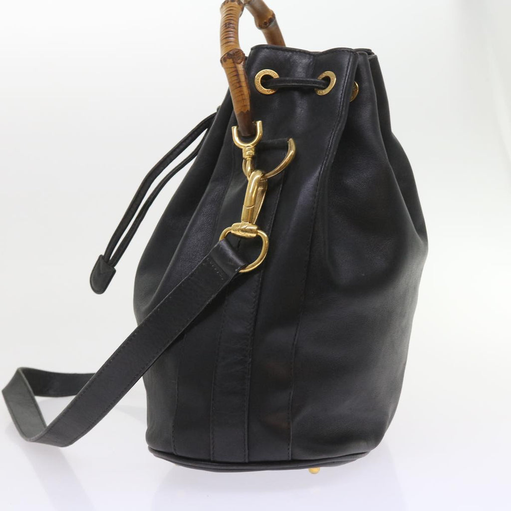 GUCCI Bamboo Shoulder Bag Leather 2way Black 001 2865 1657 bs9276