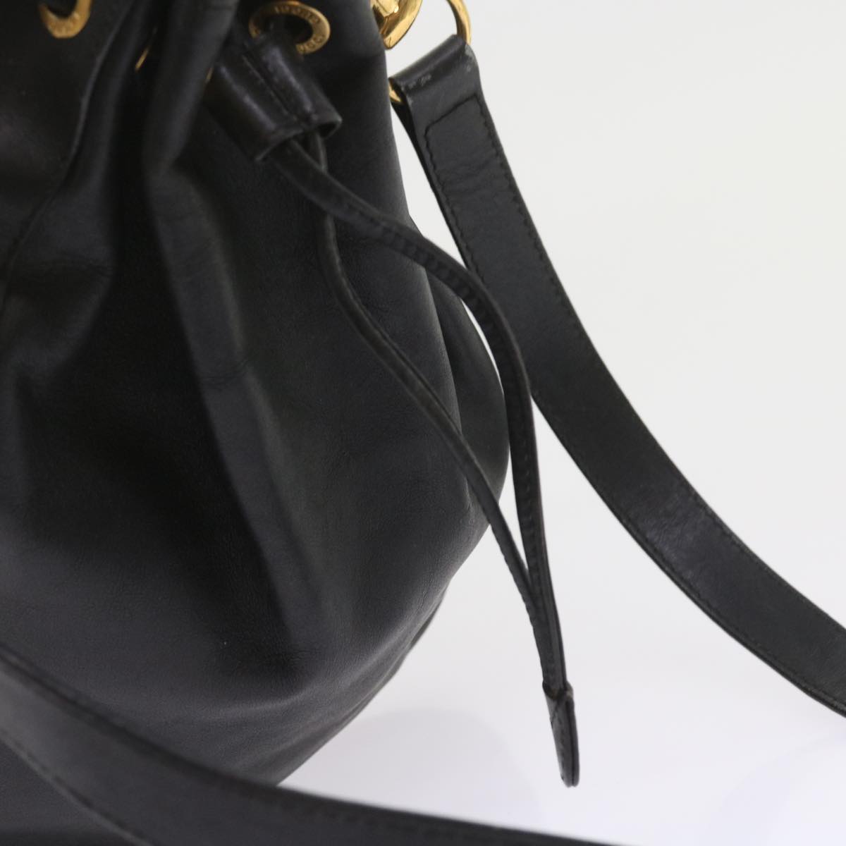 GUCCI Bamboo Shoulder Bag Leather 2way Black 001 2865 1657 bs9276