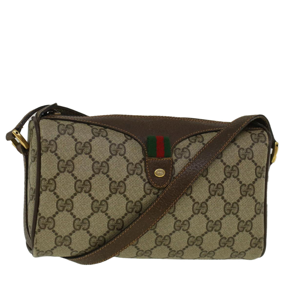 GUCCI GG Supreme Web Sherry Line Shoulder Bag Beige Red 89 02 018 bs9379