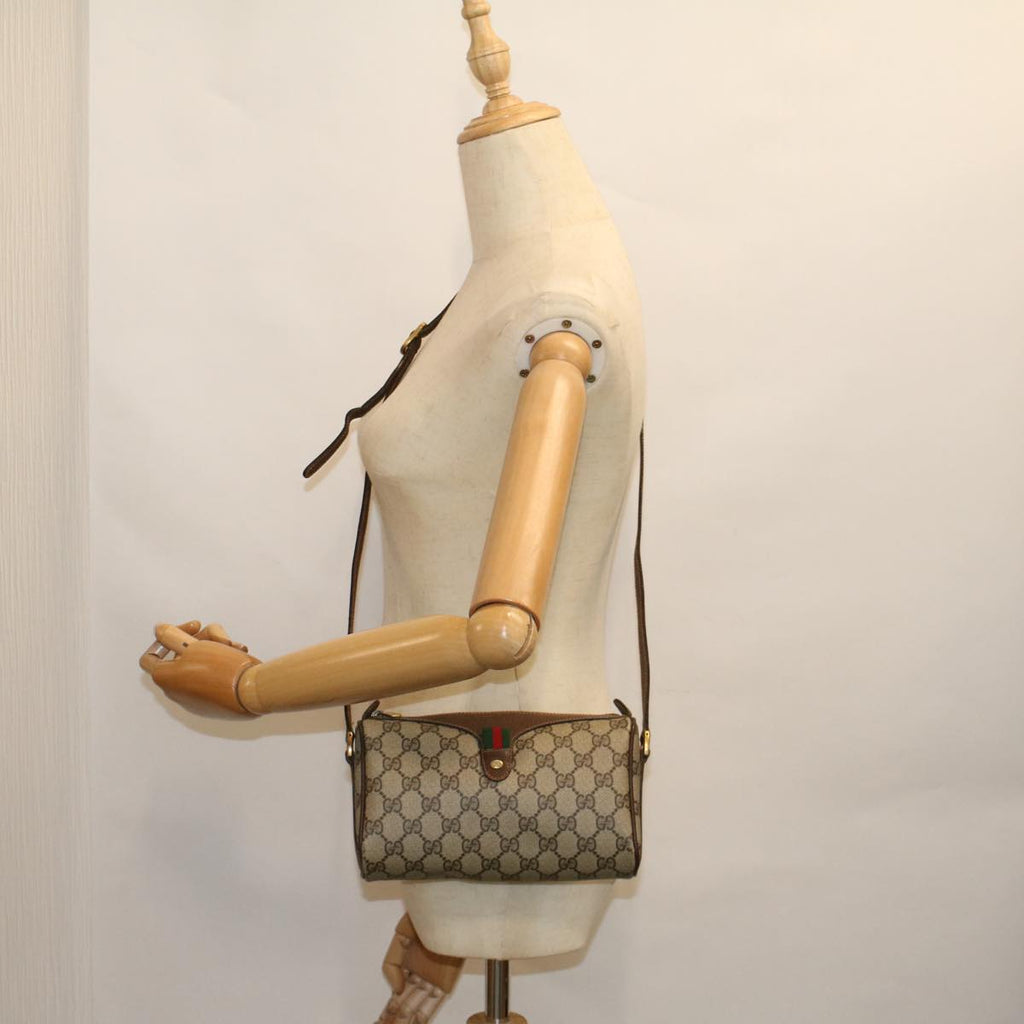 GUCCI GG Supreme Web Sherry Line Shoulder Bag Beige Red 89 02 018 bs9379