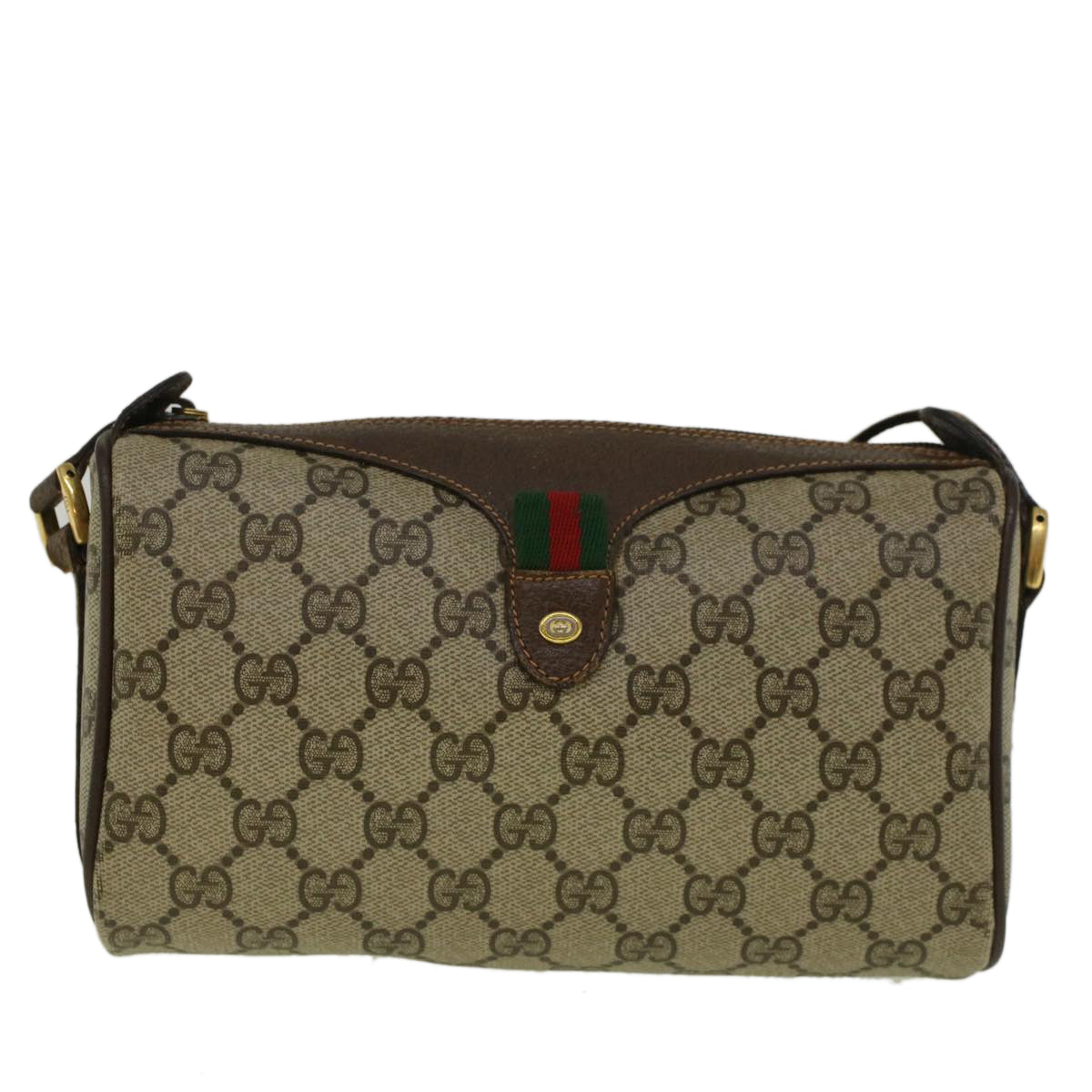 GUCCI GG Supreme Web Sherry Line Shoulder Bag Beige Red 89 02 018 bs9379