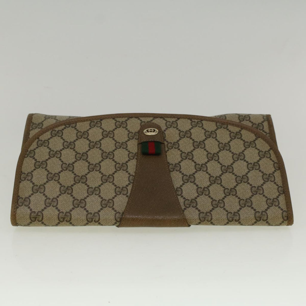 GUCCI GG Supreme Web Sherry Line Clutch Bag Red Beige 89 01 031 bs9444