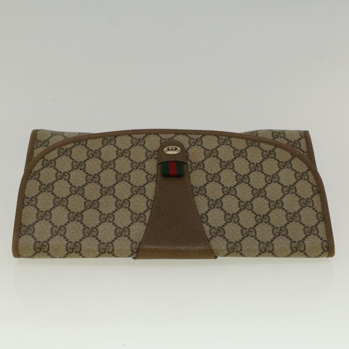 GUCCI GG Supreme Web Sherry Line Clutch Bag Red Beige 89 01 031 bs9444