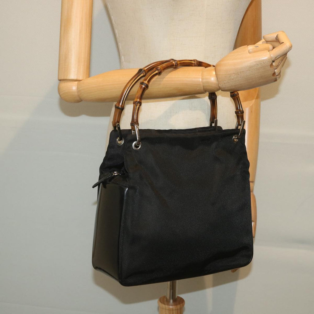 GUCCI Bamboo Shoulder Bag Canvas Black 000 0580 0166 bs9446