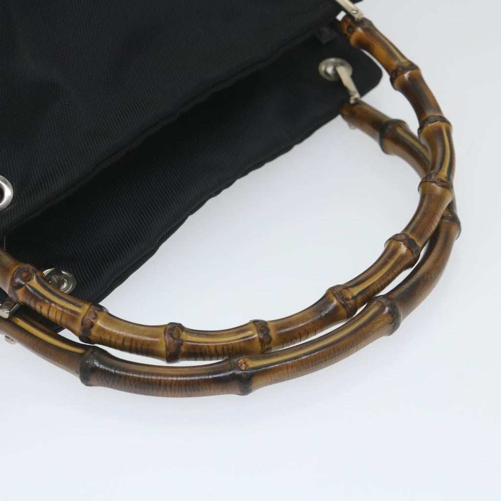 GUCCI Bamboo Shoulder Bag Canvas Black 000 0580 0166 bs9446