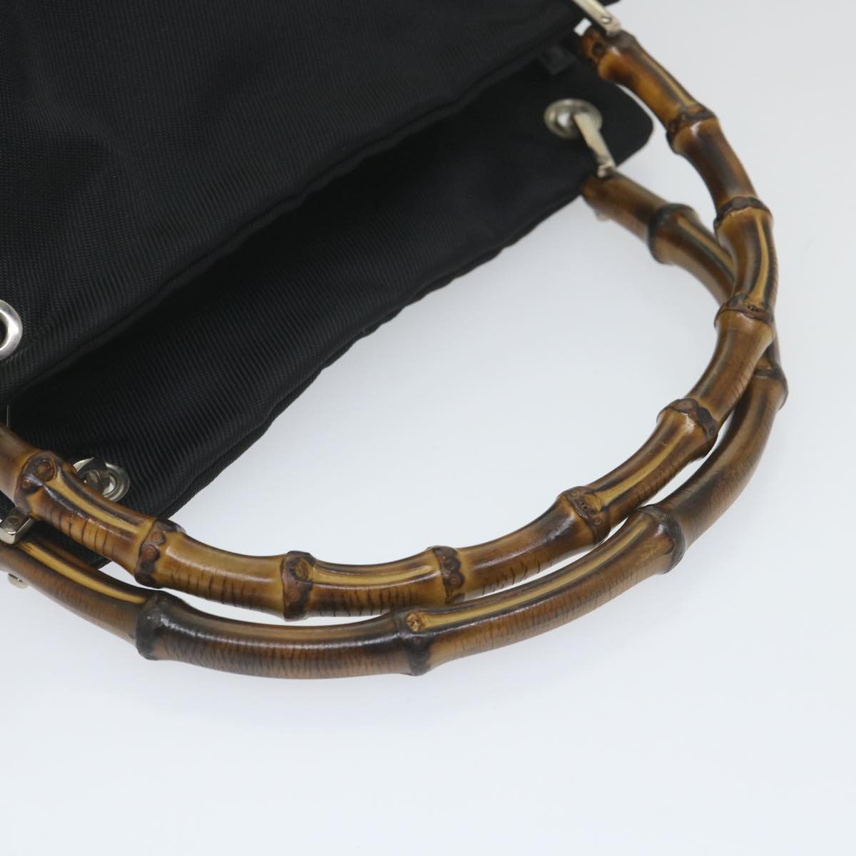 GUCCI Bamboo Shoulder Bag Canvas Black 000 0580 0166 bs9446