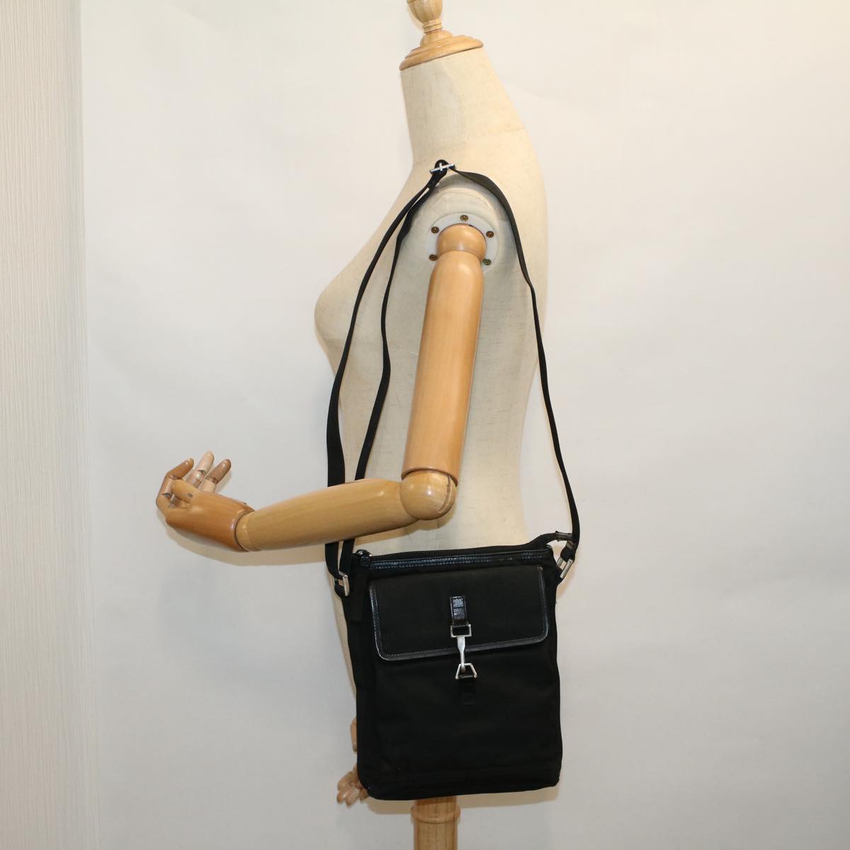 GUCCI Shoulder Bag Canvas Black 92646 bs9464