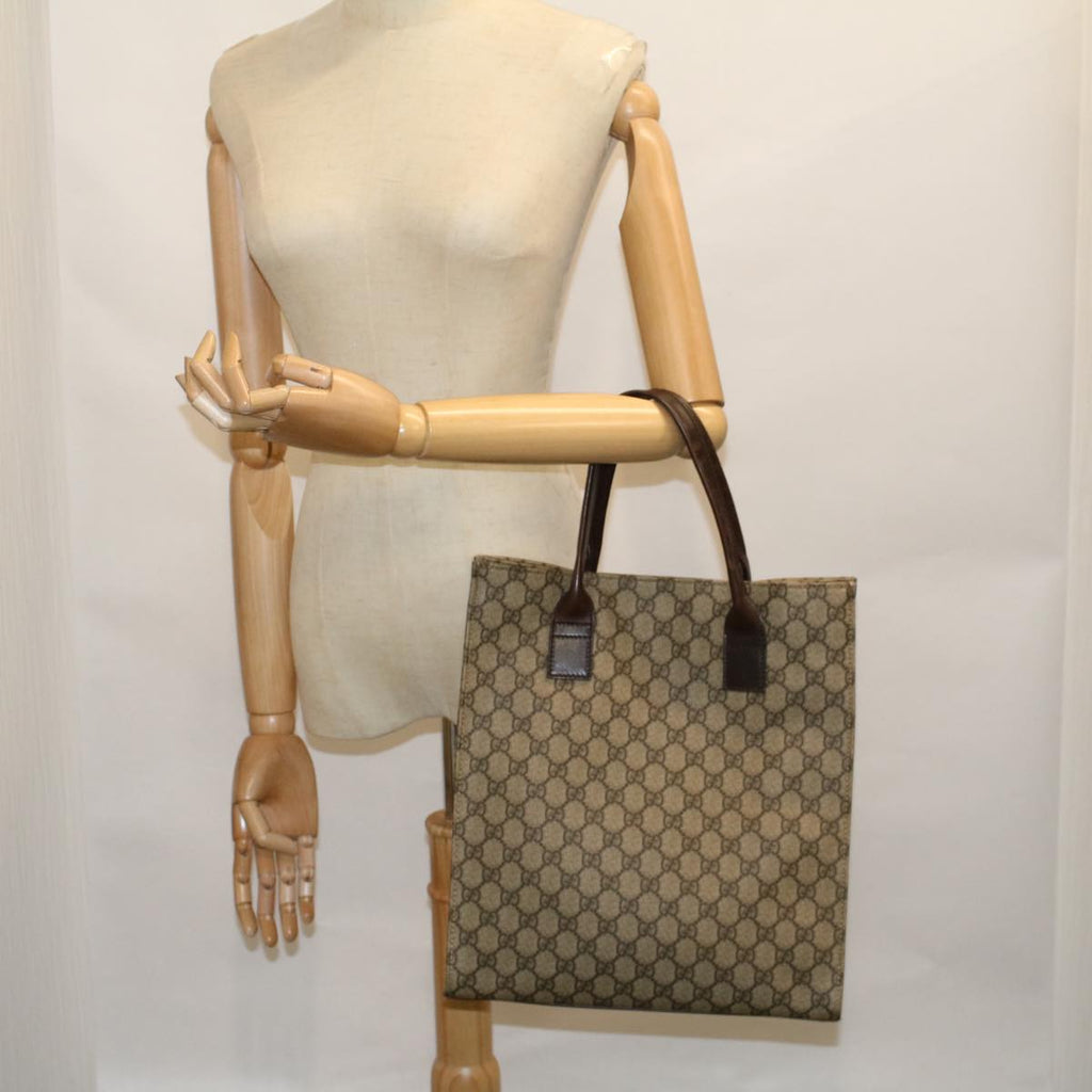 GUCCI GG Supreme Tote Bag PVC Leather Beige 91249 bs9532
