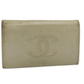 CHANEL Wallet Caviar Skin Silver CC bs9534