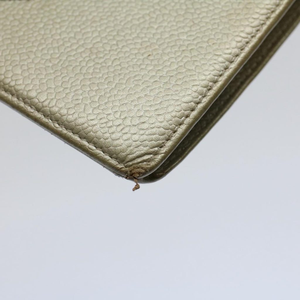 CHANEL Wallet Caviar Skin Silver CC bs9534