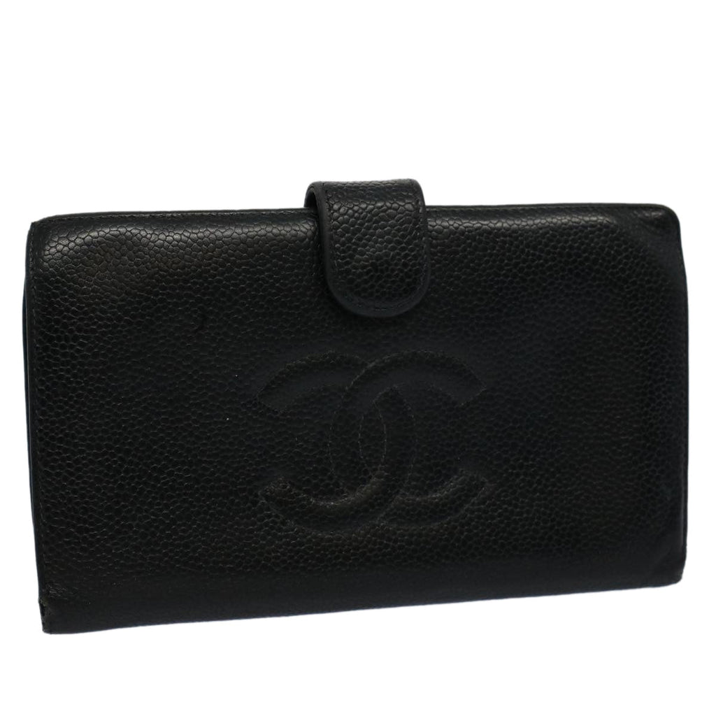 CHANEL Wallet Caviar Skin Black CC bs9539