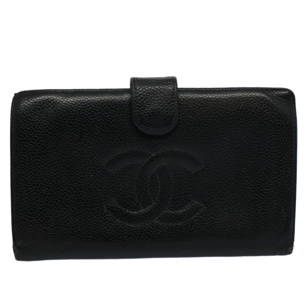 CHANEL Wallet Caviar Skin Black CC bs9539