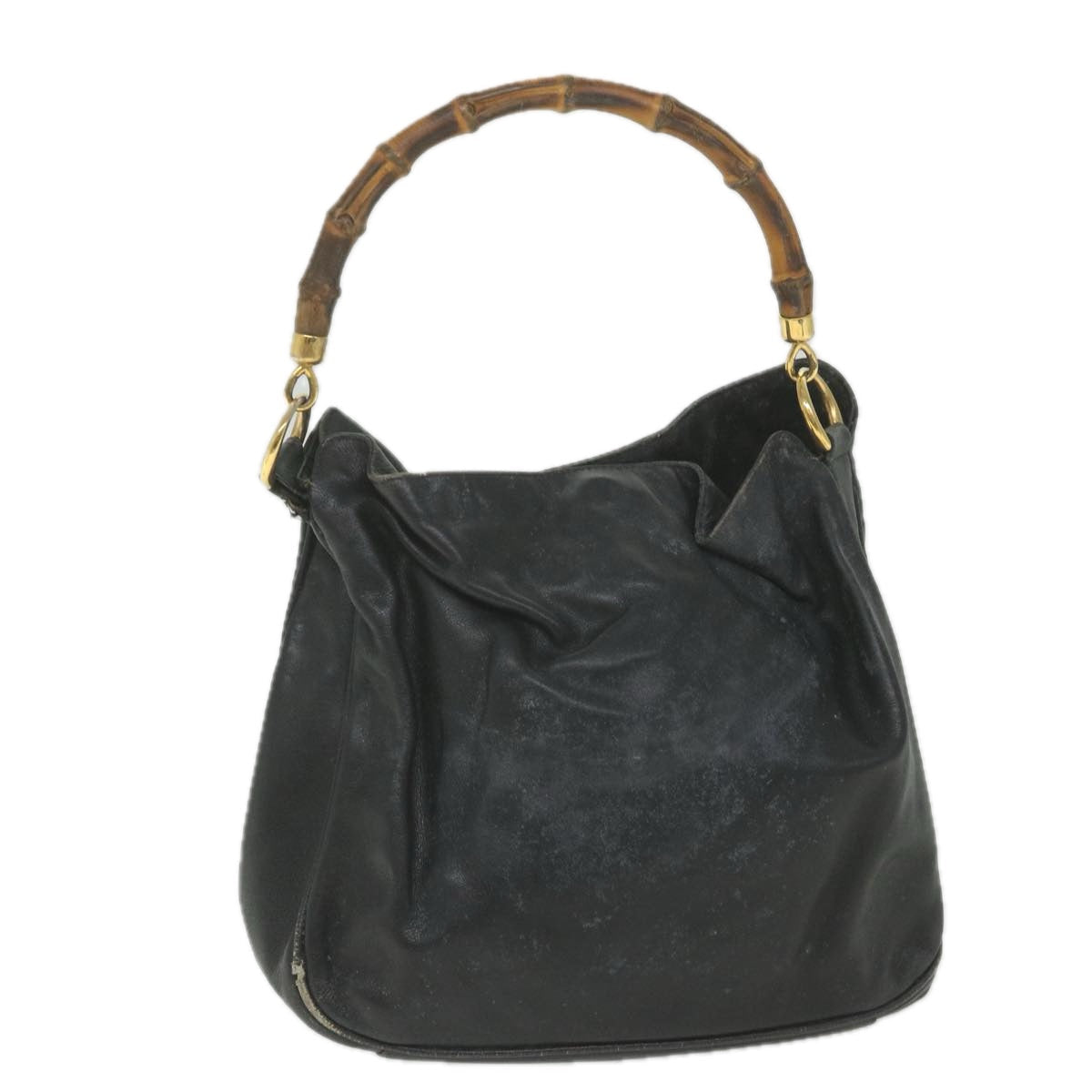 GUCCI Bamboo Shoulder Bag Leather Black bs9601