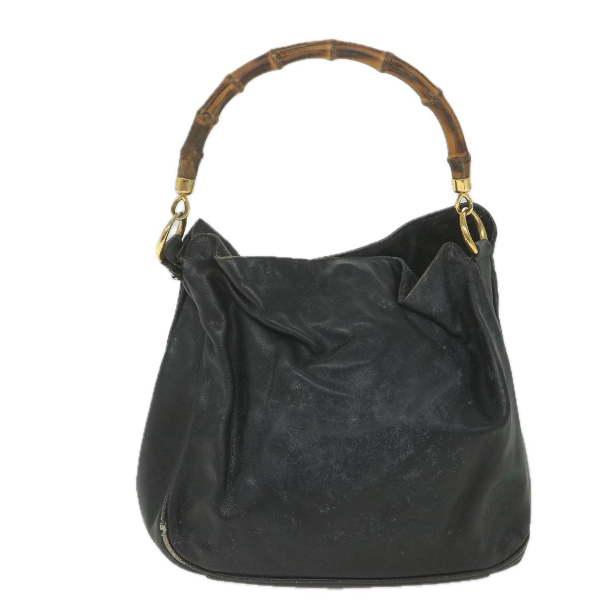 GUCCI Bamboo Shoulder Bag Leather Black bs9601