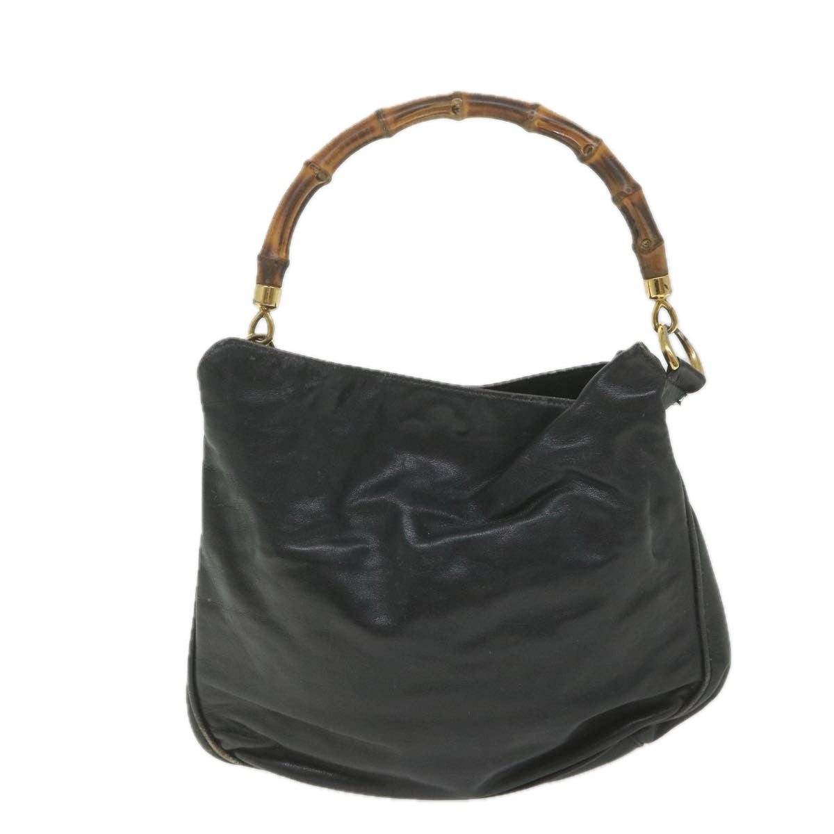 GUCCI Bamboo Shoulder Bag Leather Black bs9601